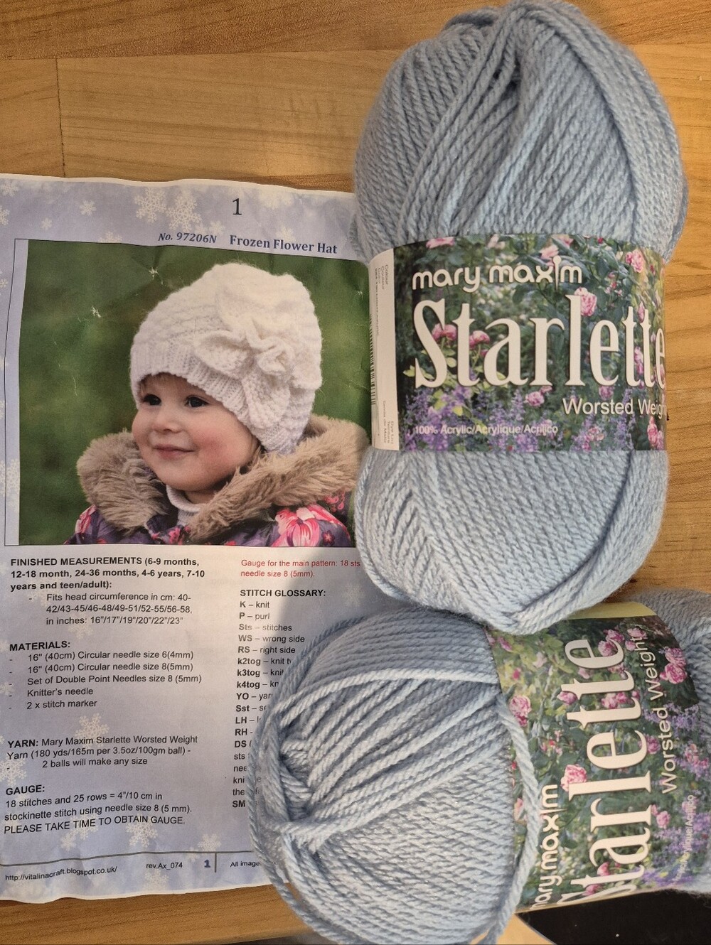 Mary Maxim Starlette Yarn  2 Skeins And Hat Pattern